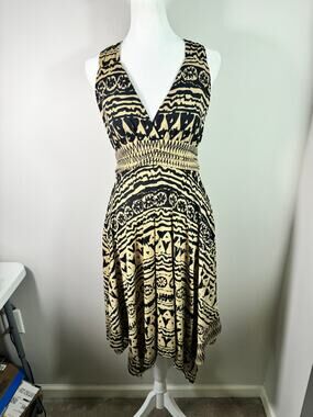 Vintage Y2K Paradise Geometric Print Open Back Dress Size S